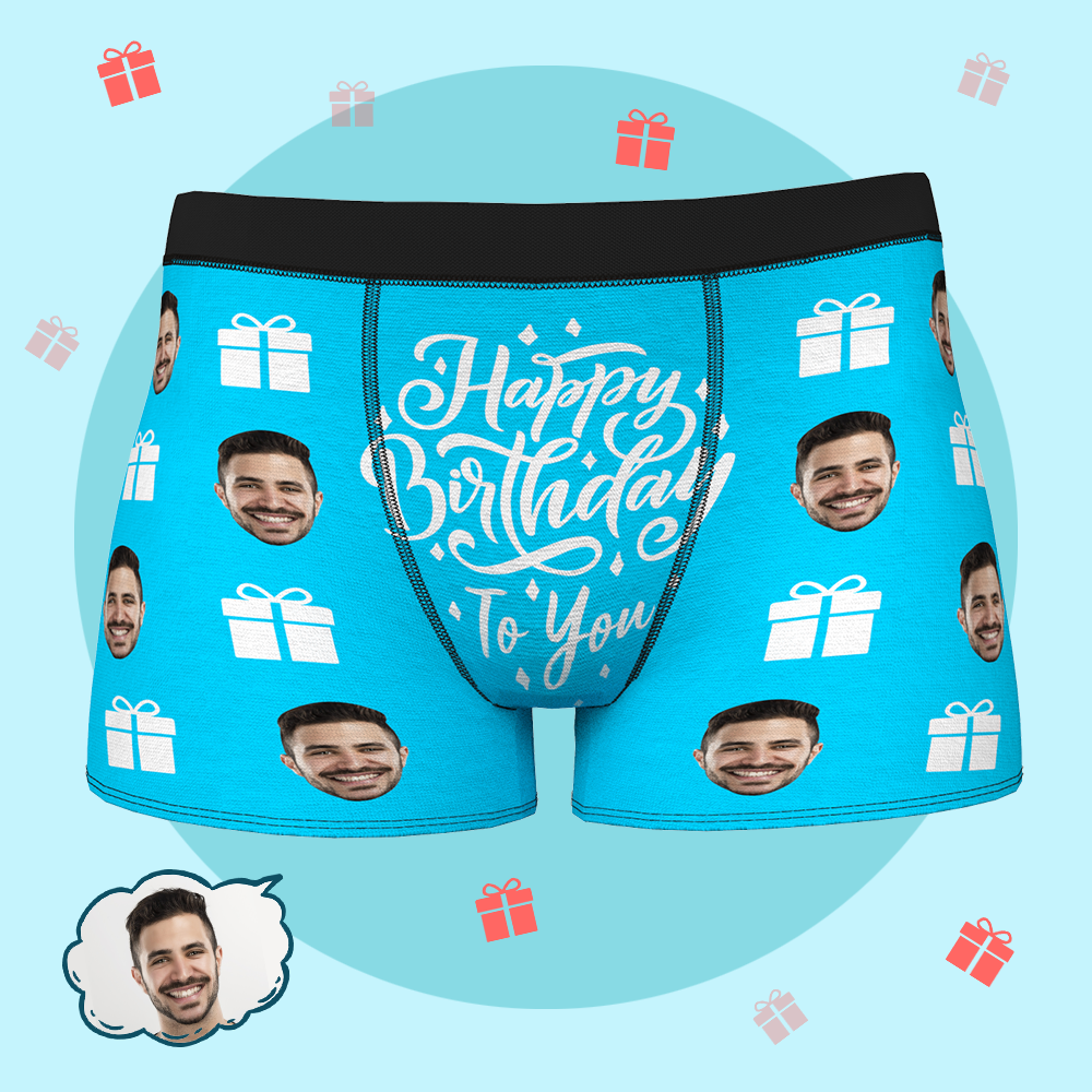 カスタムメンズボクサー-お誕生日おめでとう男性へのパーソナライズされた顔の下着素晴らしい誕生日プレゼント