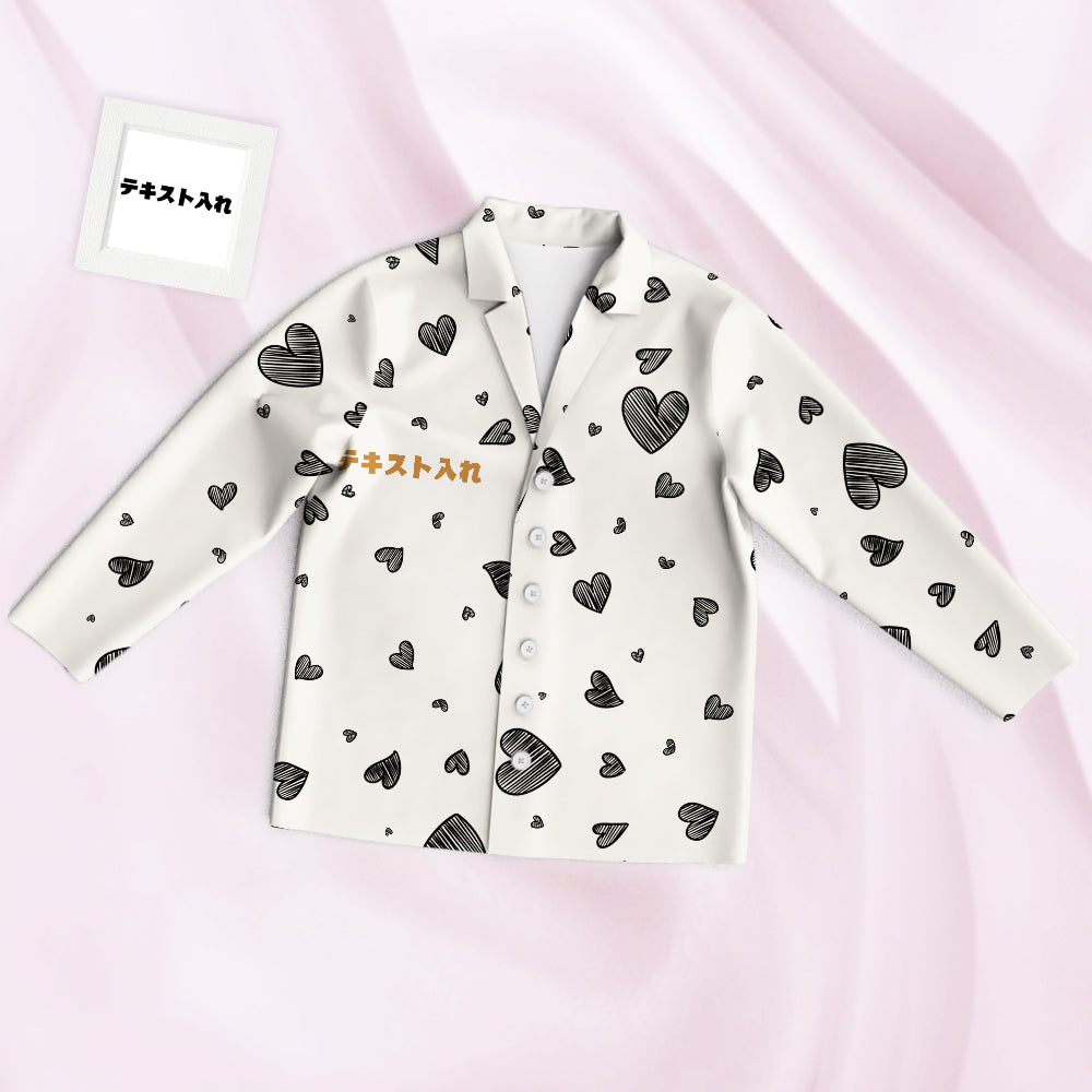 カスタム名前パジャマ－テキスト入れ可能なオリジナルハート柄のパジャマプレゼント