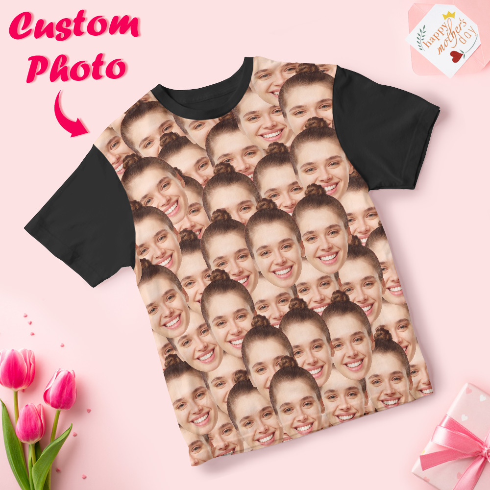 カスタムマッシュフェイスtシャツ,フェイス付きカスタムシャツ,パーソナライズされたフェイスマッシュシャツ(前面のみ) - 