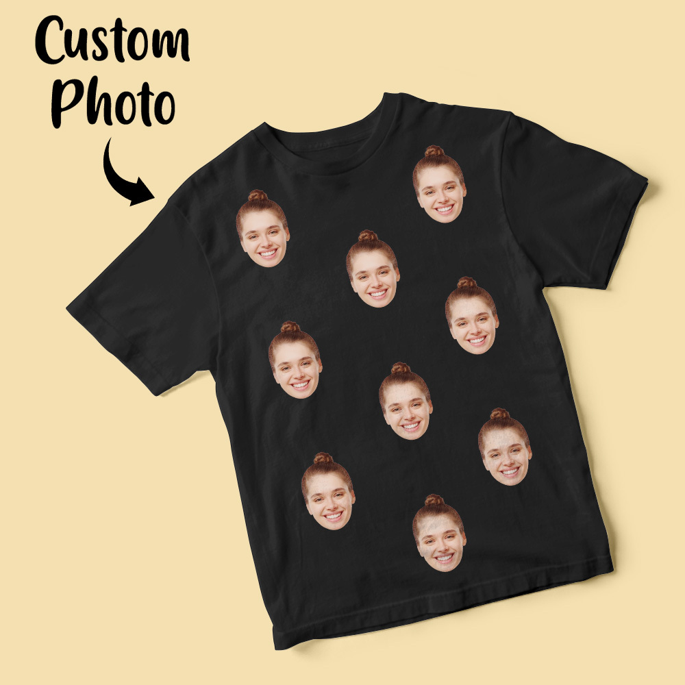 パーソナライズされたフェイスシャツ カップル向けのカスタムフェイスtシャツ 記念日のパーソナライズギフト - 