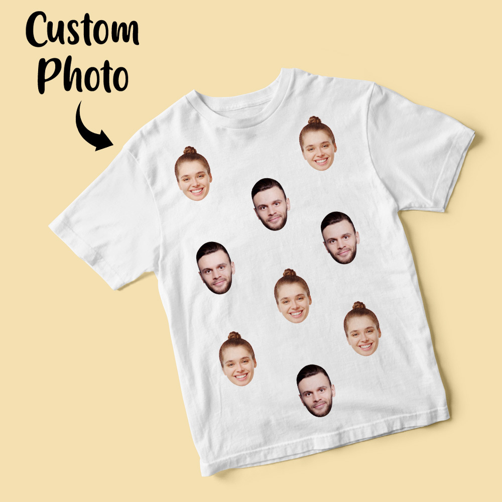 パーソナライズされたフェイスシャツ カップル向けのカスタムフェイスtシャツ 記念日のパーソナライズギフト - 