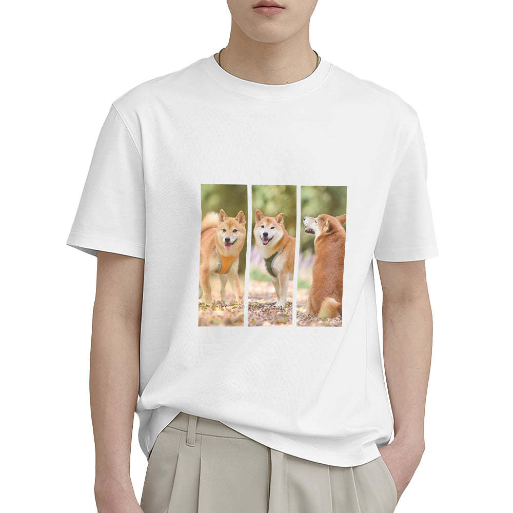 カスタムフォトTシャツ - 写真3枚入れ可能なペット写真T-SHIRTプレゼント