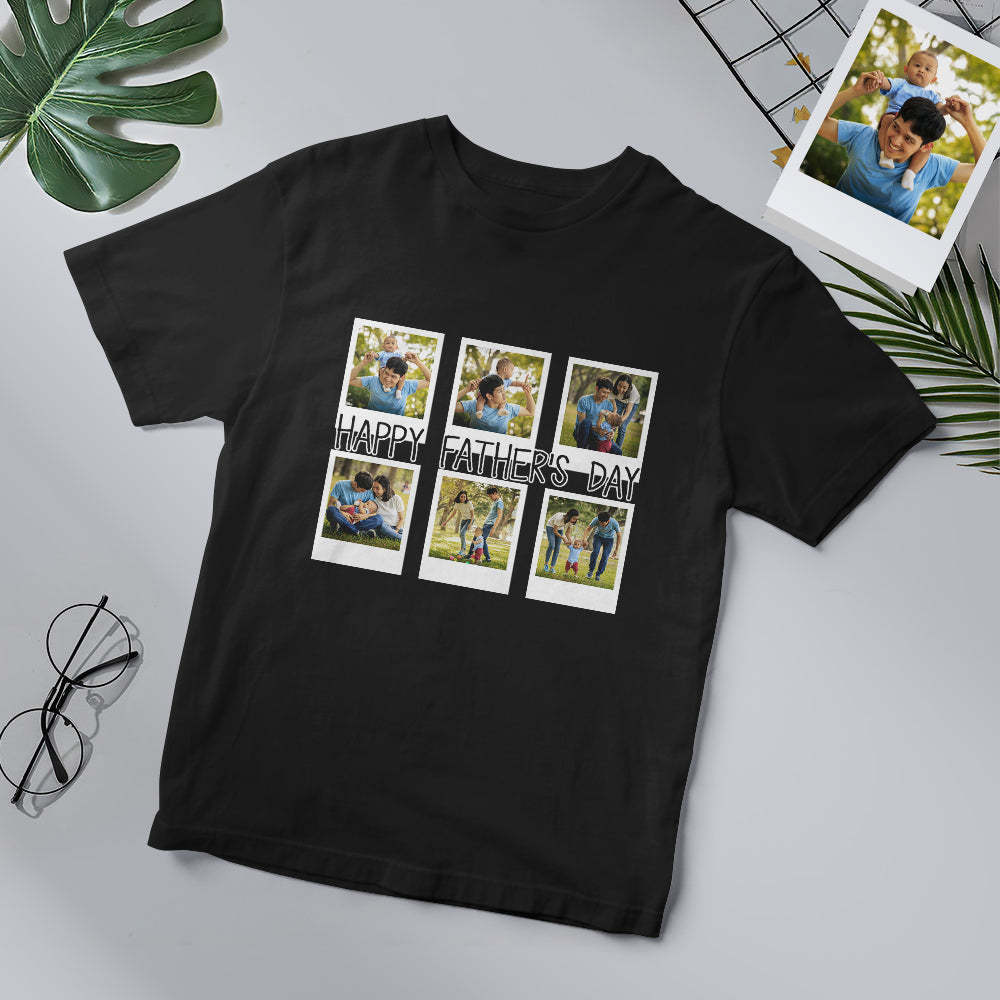 カスタムフォトTシャツ - 写真６枚入れ可能なオリジナル父の日写真T-SHIRTプレゼント