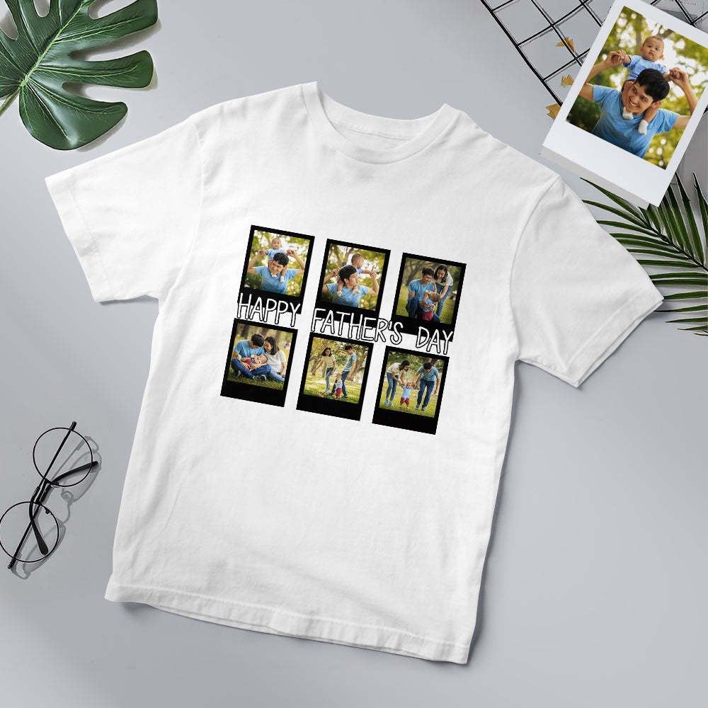 カスタムフォトTシャツ - 写真６枚入れ可能なオリジナル父の日写真T-SHIRTプレゼント