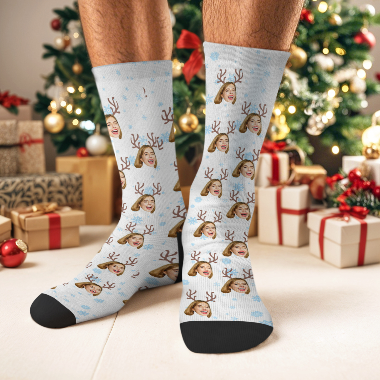 パーソナライズされたクリスマスストッキングカスタム写真ホリデーソックス家族へのクリスマスギフト - 