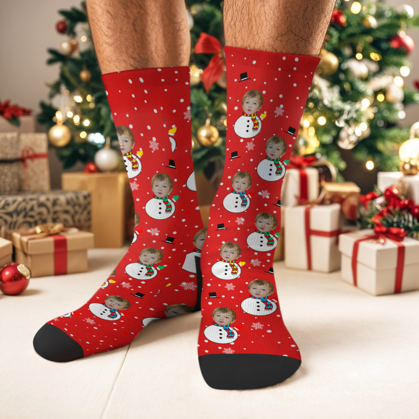 カスタムフォトクリスマスストッキング,パーソナライズされたクリスマスソックス,子供向けのパーソナライズされたクリスマスギフト - 