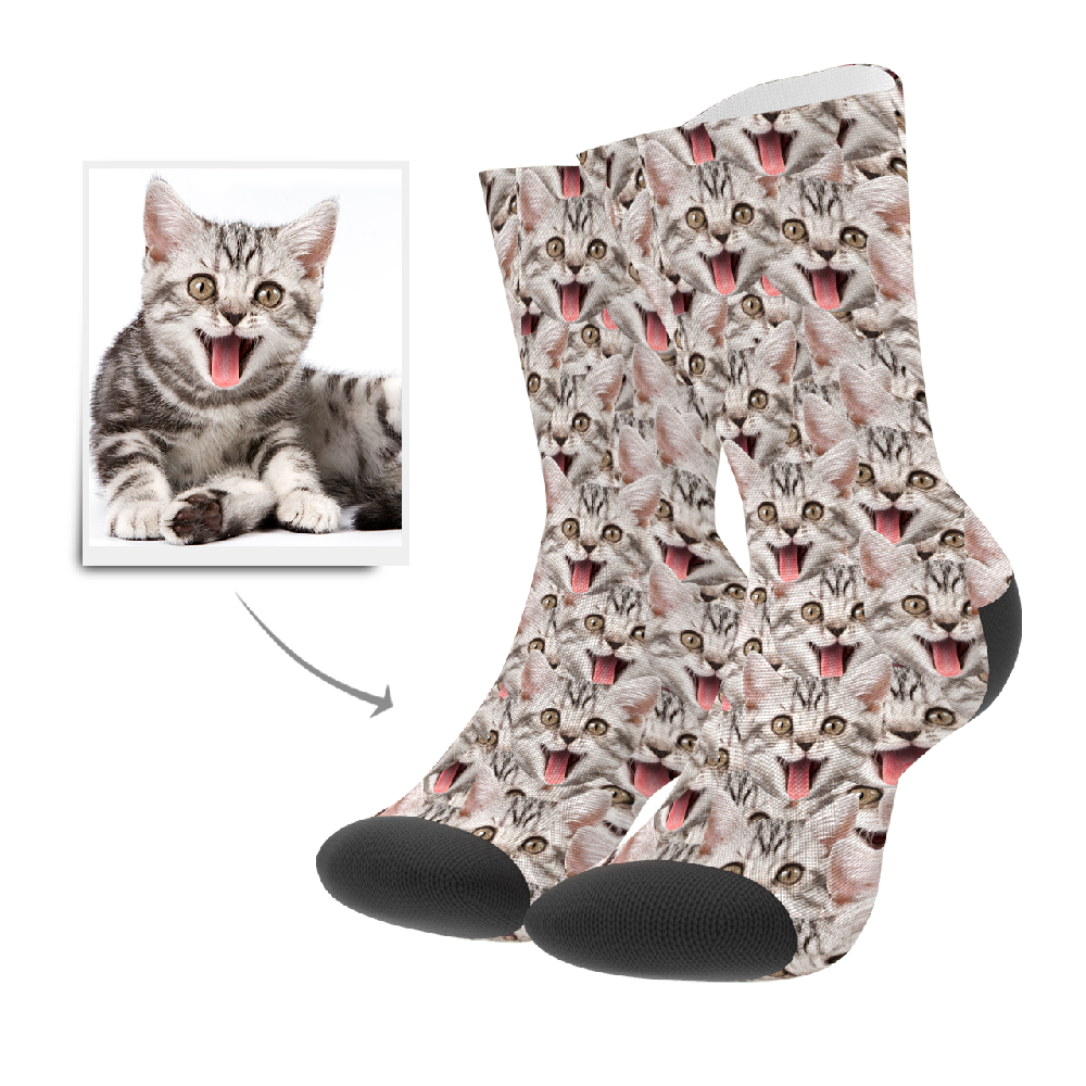 Custom Face Mash Cat Socks - MyPhotoSocks