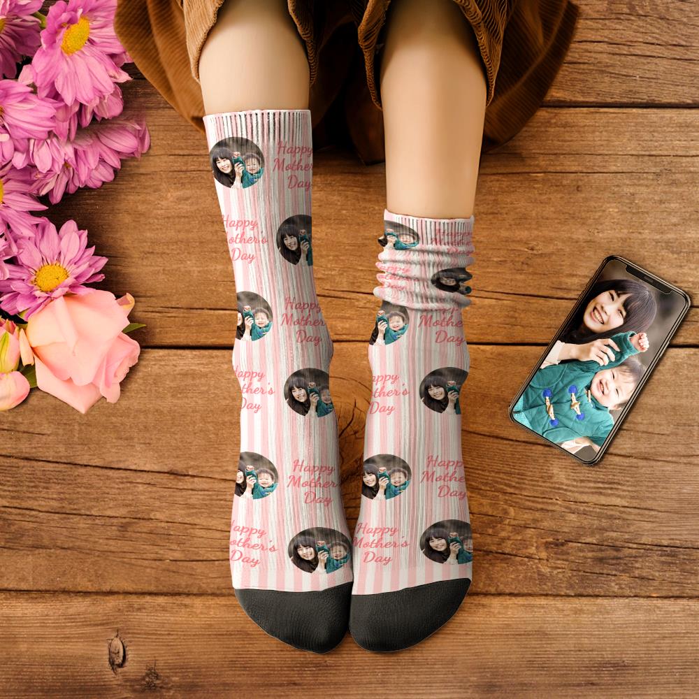 カスタムフェイスソックス-写真入り名入れ可能なオリジナル靴下母の日ギフト
