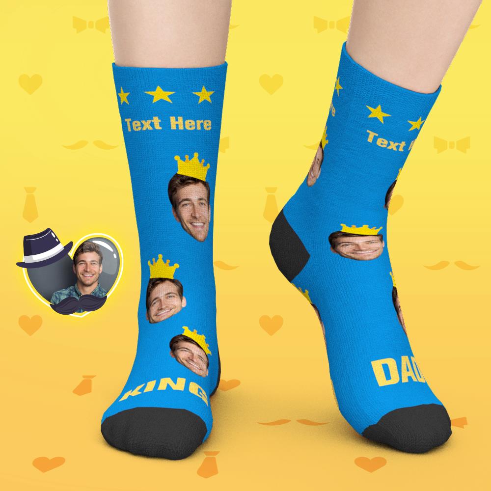 父の日プレゼント-カスタムフェイスソックス-写真と名前入れ可能なお父さんへの靴下ギフト-最高のパパ
