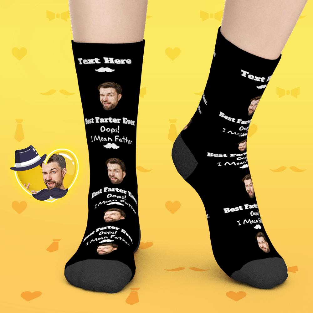 父の日プレゼント-カスタムフェイスソックス-写真と名前入れ可能なお父さんへの靴下ギフト-最高のお父さん