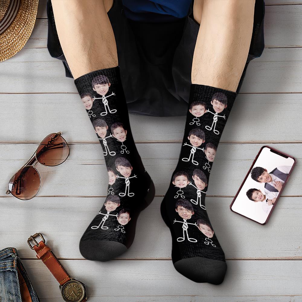 父の日プレゼント-カスタムフォトソックス-写真や名入れ可能なオリジナル靴下お父さんと息子