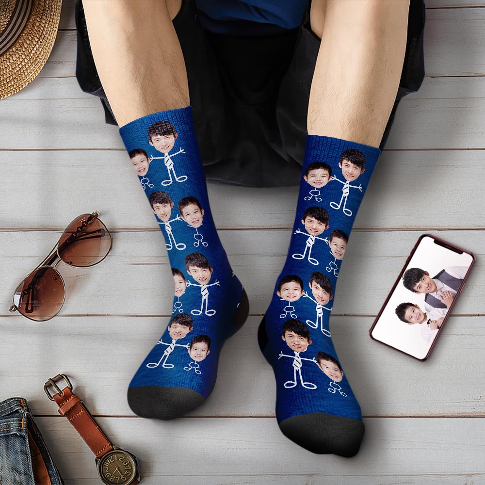 父の日プレゼント-カスタムフォトソックス-写真や名入れ可能なオリジナル靴下お父さんと息子