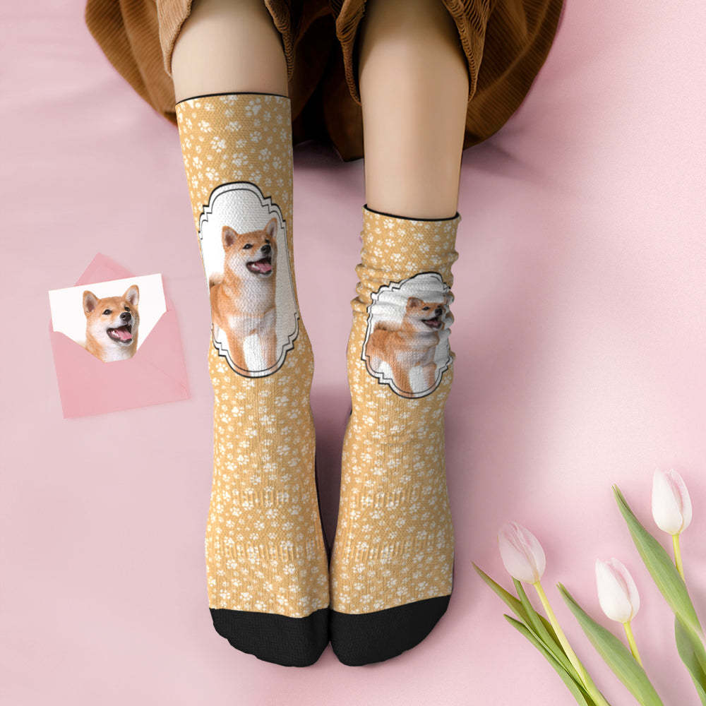 カスタムフォトソックス-写真やテキスト入れ可能なオリジナル靴下プレゼント-可愛いペットの爪柄