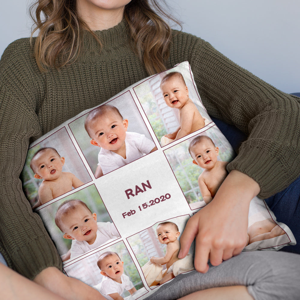 カスタム写真クッション-写真8枚とテキスト入れ可能な抱き枕ギフト家族へ