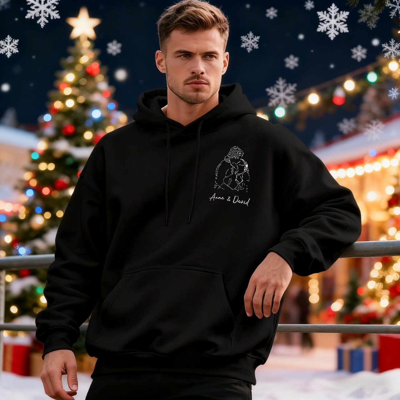 カスタムフォトパーカー パーソナライズされたポートレートパーカー 恋人のためのカスタムフォトパーカークリスマスプレゼント