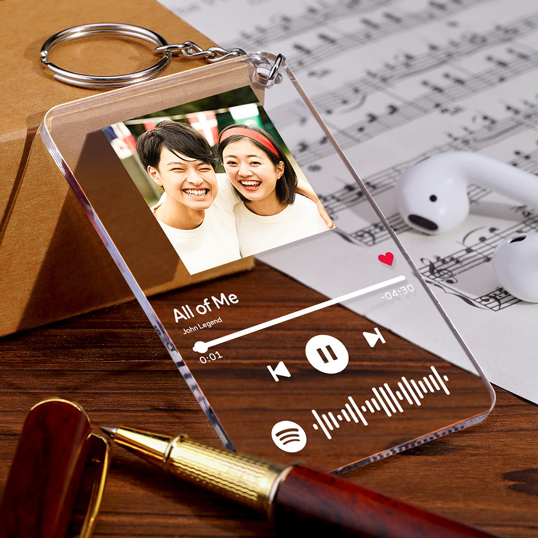 カスタムミュージックミュージックキーホルダ‐オンラインで自由にカスタマイズデザイン可 スキャン可能なミュージックコード画像付きクリスマスギフト