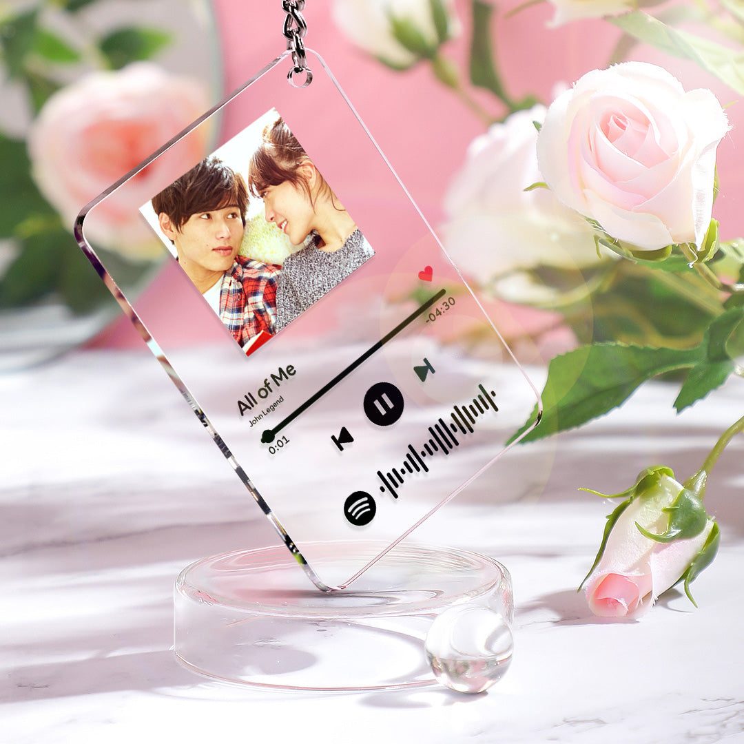 カスタムミュージックミュージックキーホルダ‐オンラインで自由にカスタマイズデザイン可 スキャン可能なミュージックコード画像付き