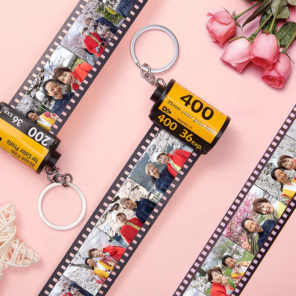 記念日プレゼント-カスタムフォトカメラロールキーホルダーバレンタイン贈り物‐写真5 10 15 20枚写真添付作成