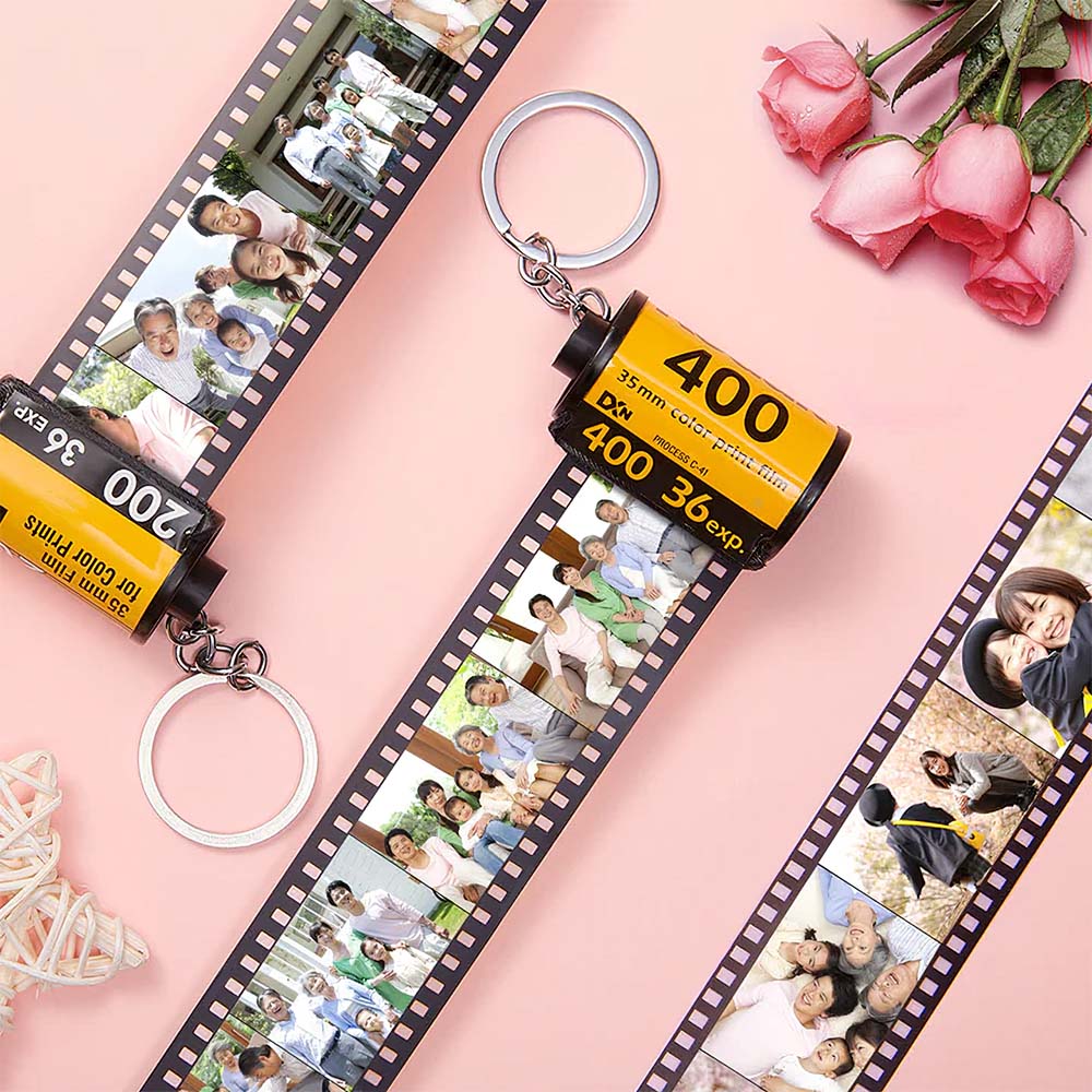 同性カップルプレゼント-カスタムフォトカメラロールキーホルダーベスト贈り物‐写真5 10 15 20枚写真添付作成