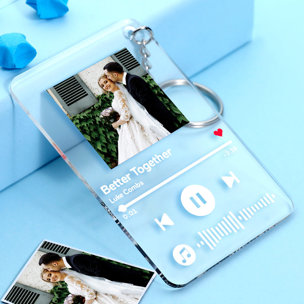結婚式プレゼント-カスタムミュージックミュージックキーホルダ‐オンラインで自由にカスタマイズデザイン可 スキャン可能なミュージックコード画像付き