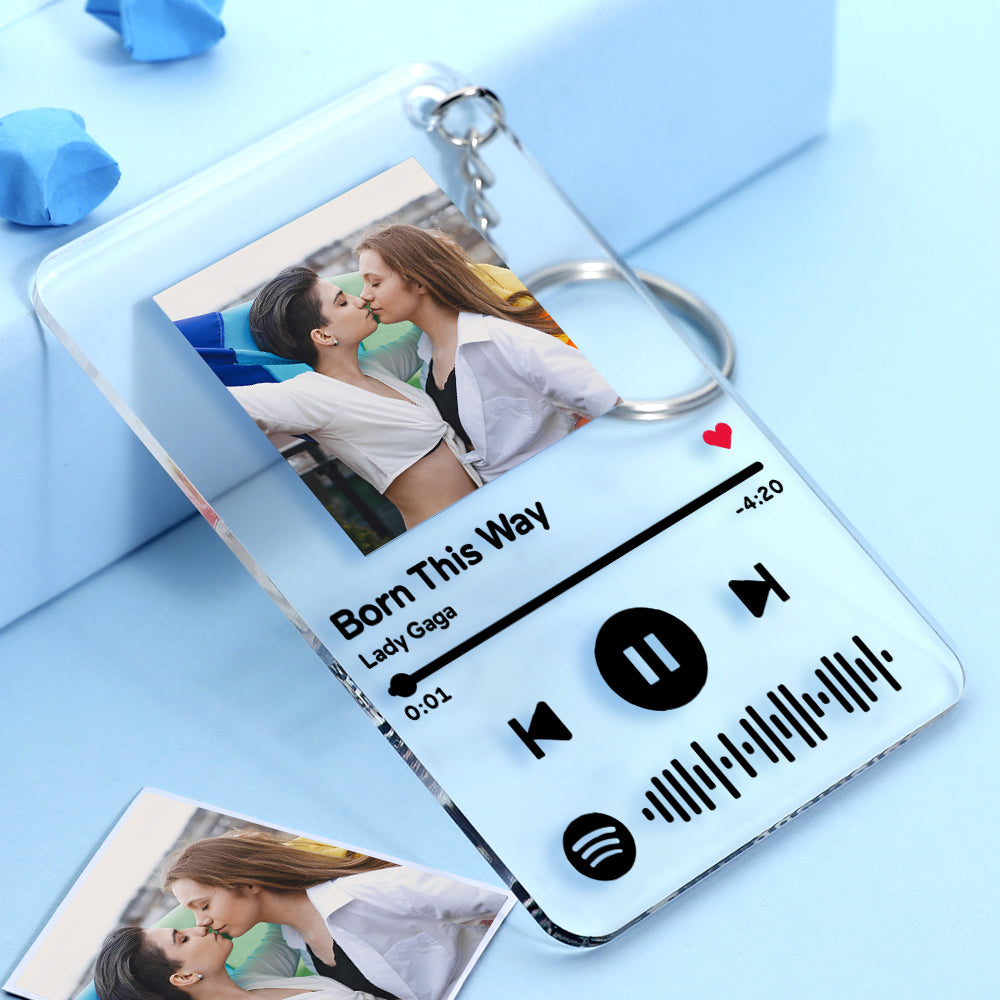 記念日プレゼント-カスタムミュージックミュージックキーホルダ‐オンラインで自由にカスタマイズデザイン可 スキャン可能なミュージックコード画像付き