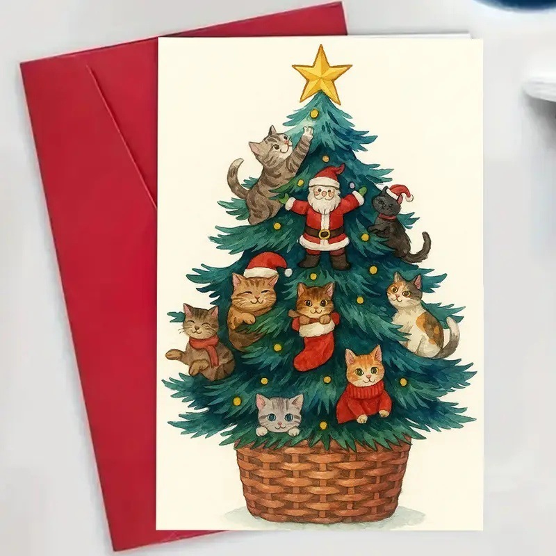 温かいクリスマスの挨拶 家族向けクリスマスカード メリークリスマスカード - 