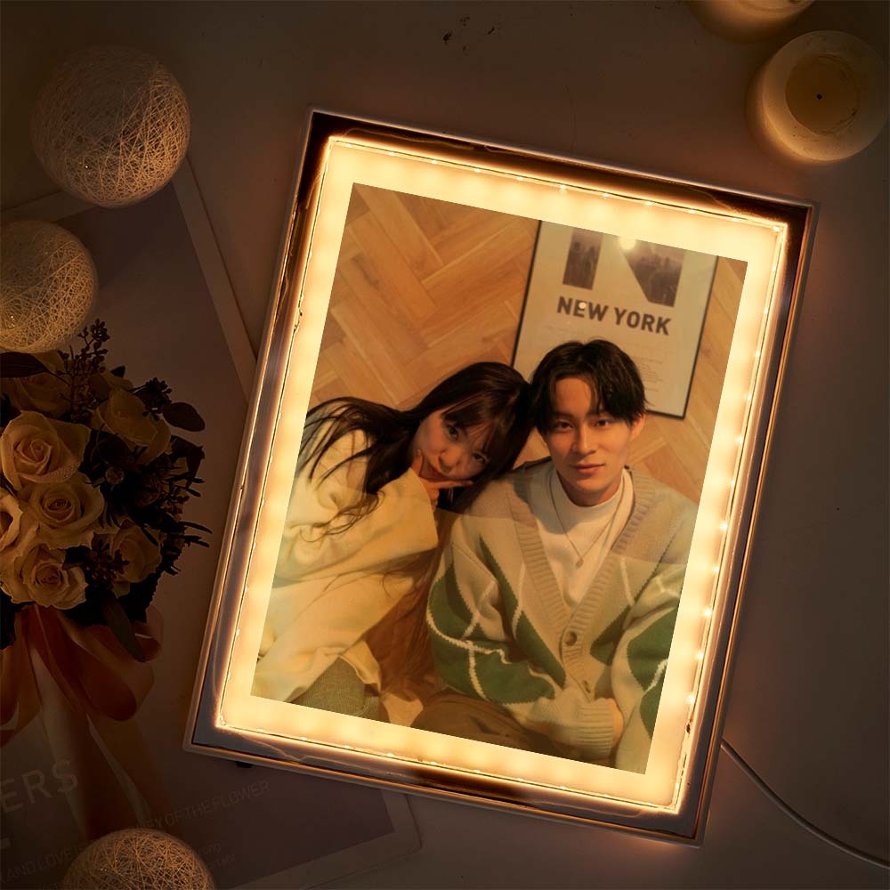カスタム Diy ナイトライトカップルフォトフレーム友人誕生日ギフトメイク実用的な装飾品ミラーライトペインティング鏡ライト
