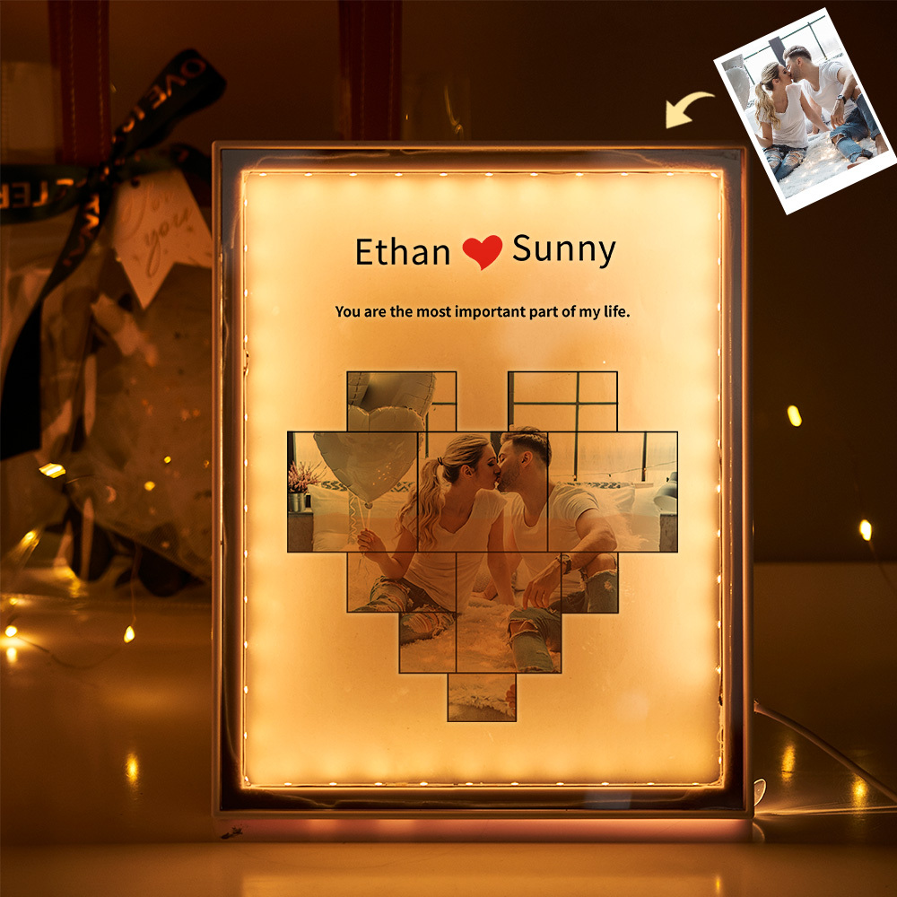 カスタム Diy ナイトライトカップルフォトフレーム友人誕生日ギフトミラーライト鏡ライト 写真が映る鏡 オーダーメイド鏡-多機能