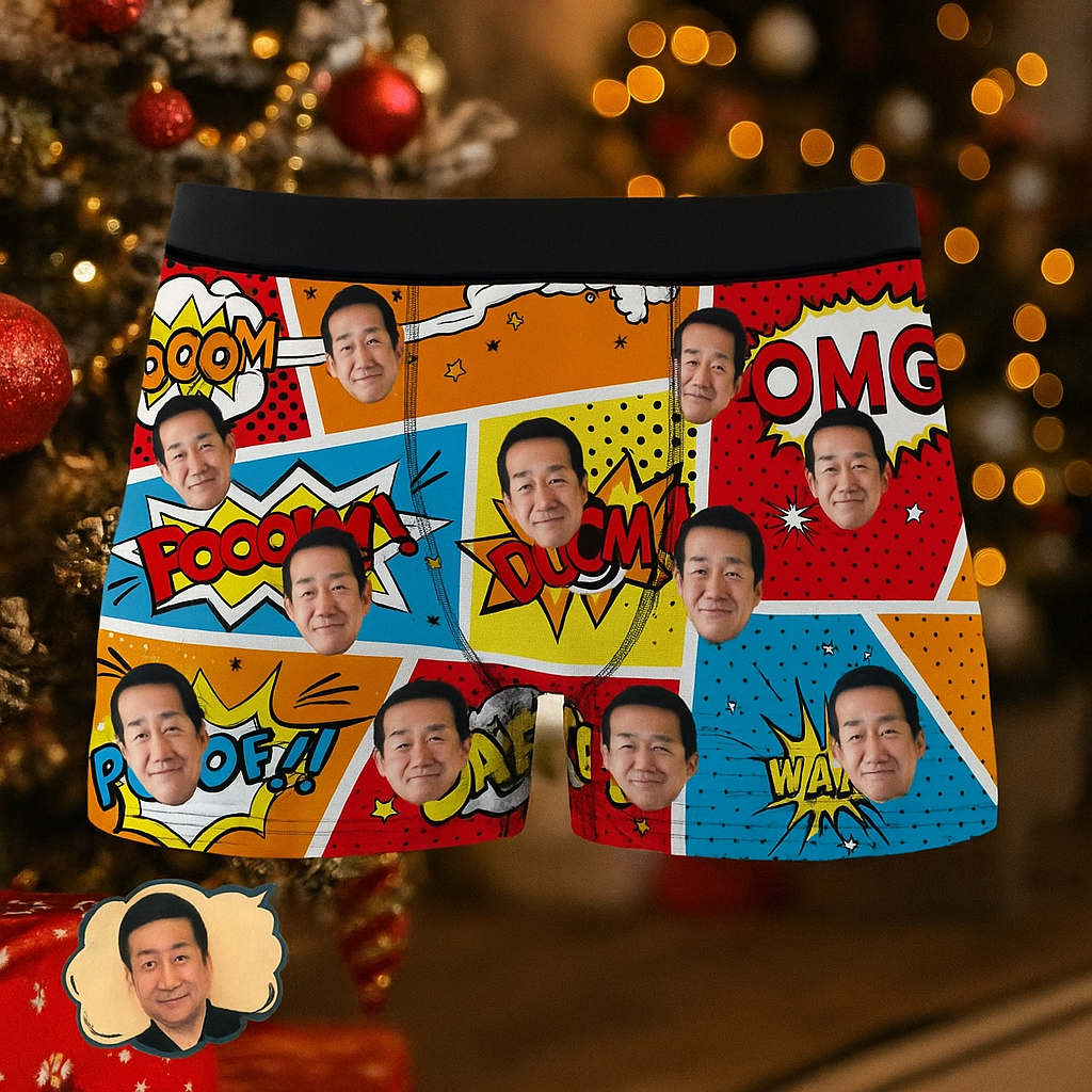 カスタムパーソナライズされたブリーフ 面白い写真ブリーフ カスタムメンズボクサーブリーフクリスマスプレゼント