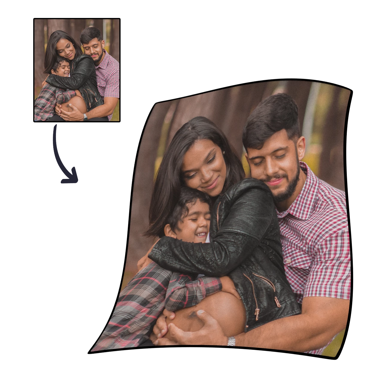 カスタム写真カバーフリースパーソナライズされた毛布幸せな家族