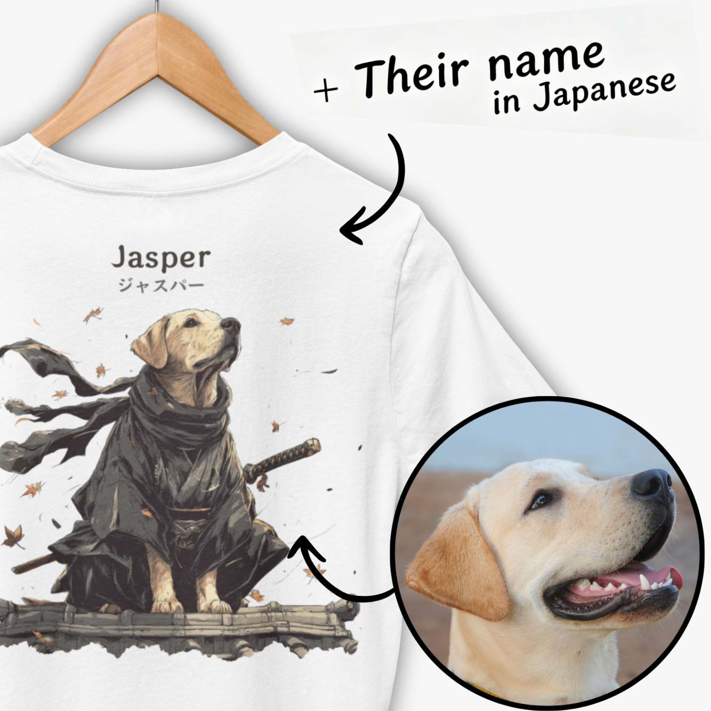 パーソナライズされた写真日本サムライペット Tシャツカスタム写真サムライ犬猫 Tシャツペット愛好家へのギフト - GetPhotoBanketJP