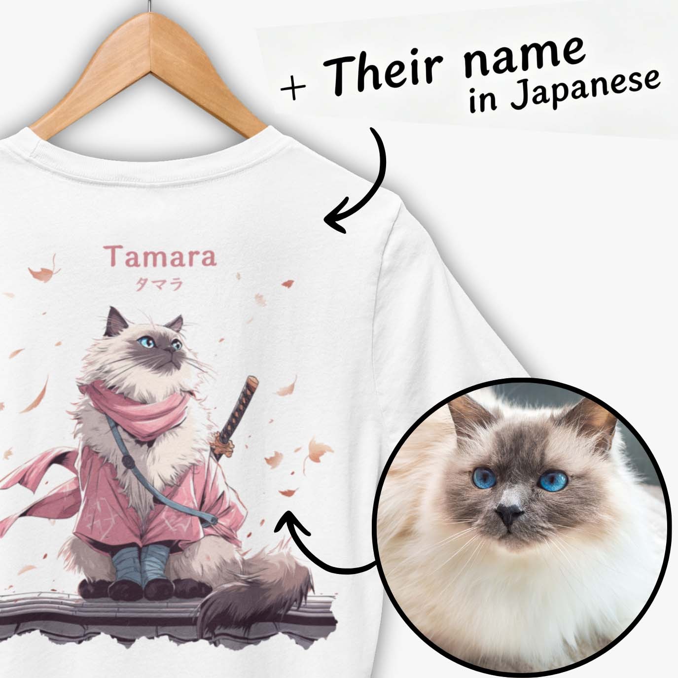 パーソナライズされた写真日本サムライペット Tシャツカスタム写真サムライ犬猫 Tシャツペット愛好家へのギフト - GetPhotoBanketJP