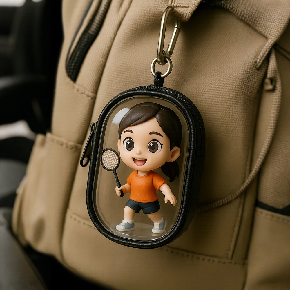バックパックバディミニフィギュア - 実写画像から作られたパーソナライズされた3dキーホルダー -