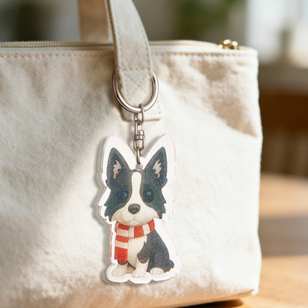 カスタム漫画犬キーホルダーパーソナライズされたアクリル漫画キーホルダー写真バッグチャームペットの飼い主へのユニークな記念品ギフト-4