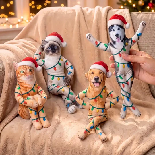 パーソナライズされた写真クリスマスペットスクイーズおもちゃポーズ可能なぬいぐるみ,犬のお母さん,お父さん,猫愛好家へのカスタム面白いギフト