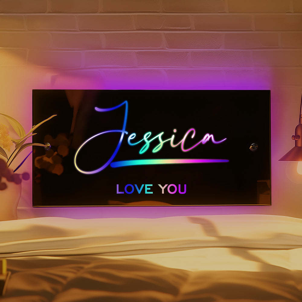 Valentinstagsgeschenk, Personalisiertes Namensspiegelschild, Individuelles Led-beleuchtetes, Beleuchtetes Schlafzimmerschild - MeineFotoTassen
