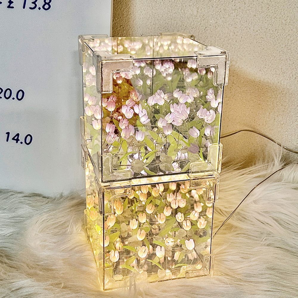 Diy シーキューブ フラワー チューリップ ランプ キット 材料パッケージ 無限ガーデン アクリル 立体 ナイトランプ 簡単組み立て Diy ギフト 彼女へのプレゼント - 