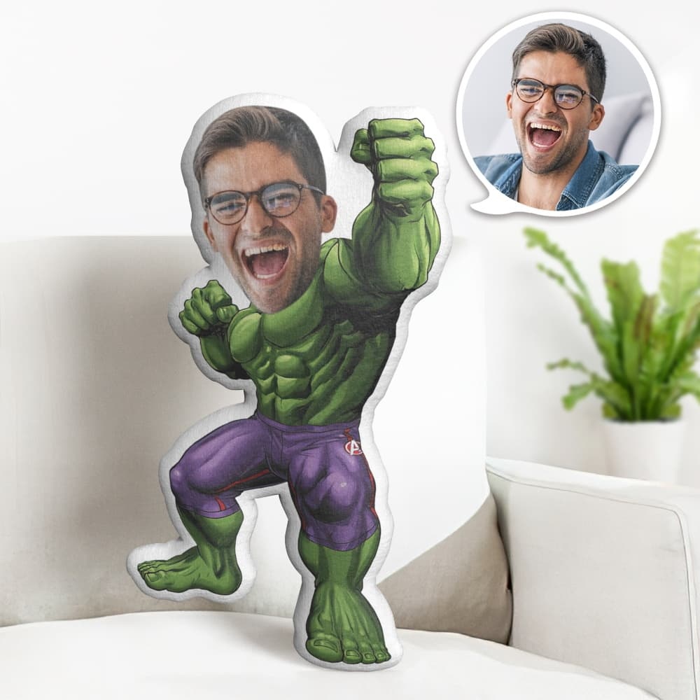 カスタムフェイスピロー パーソナライズされた写真ピロー Hulk Minime Pillow 彼へのギフト -