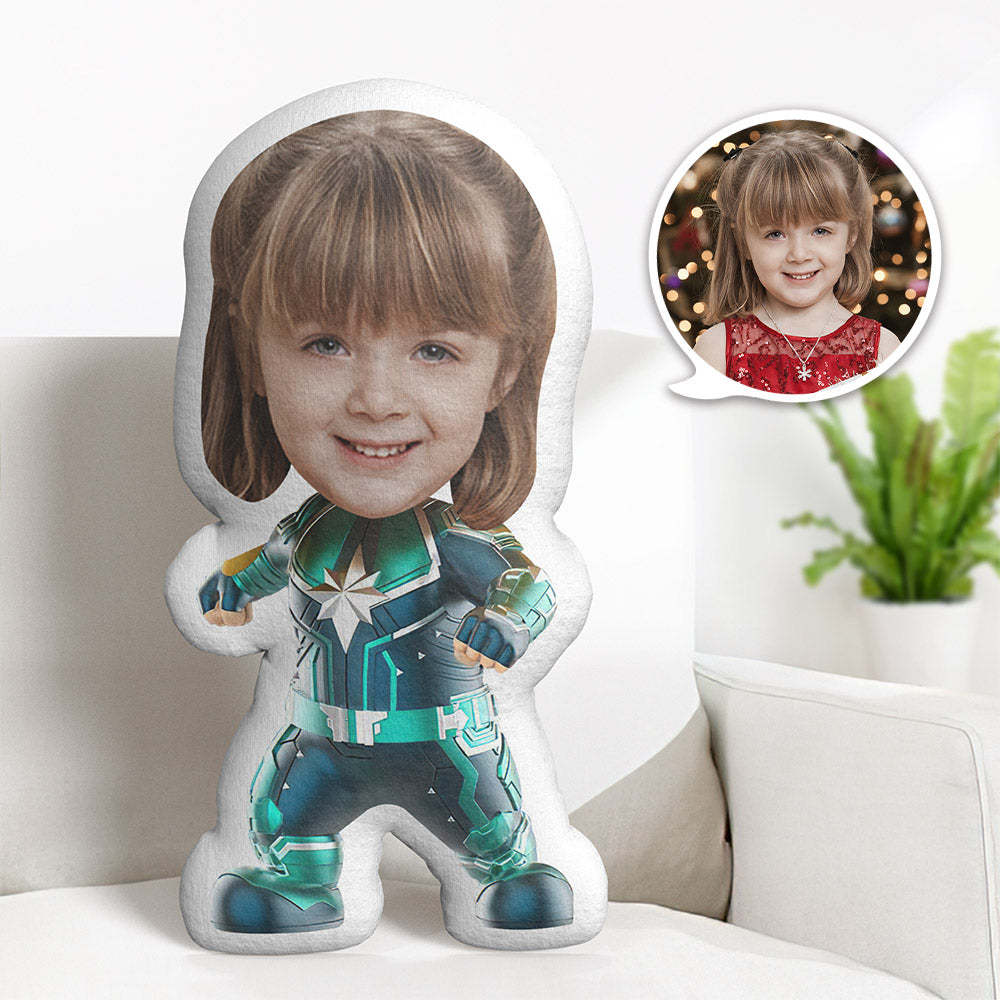カスタムフェイスピロー パーソナライズされたフォトピロー ブルー ワンダーウーマン Minime ピロー ギフト 子供用 -