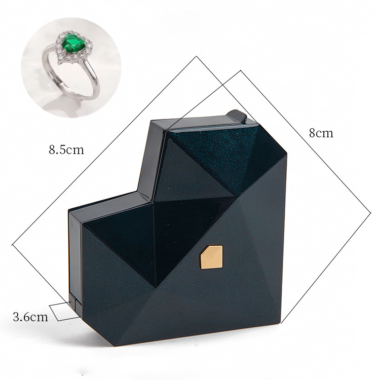 ハートリングボックス付きハートプロミスリングオープン調節可能なリングマルチカラーギフト恋人への彼女への - 