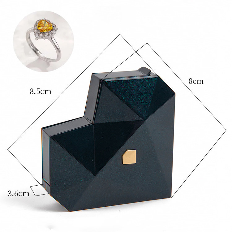 ハートリングボックス付きハートプロミスリングオープン調節可能なリングマルチカラーギフト恋人への彼女への - 