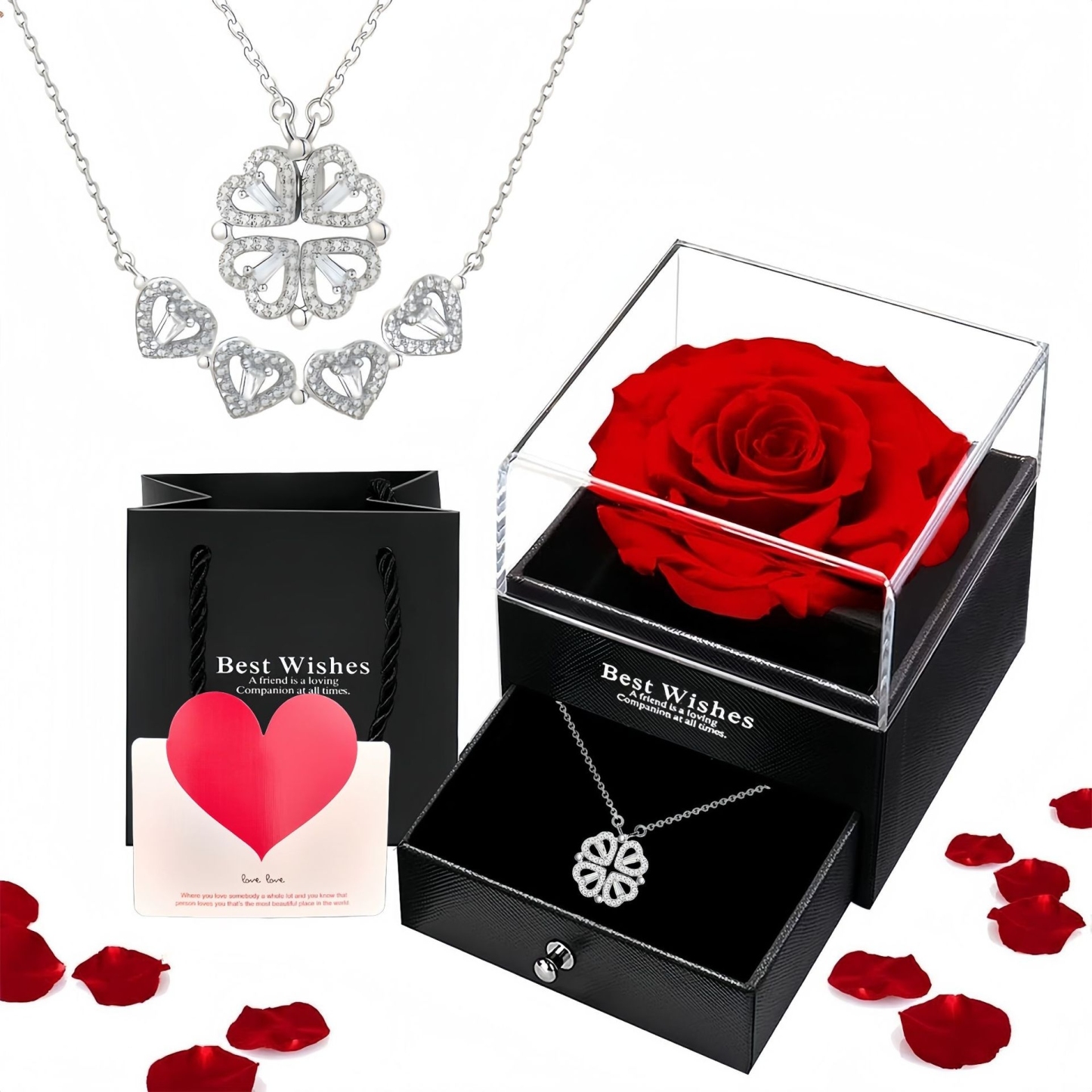 ダブルウェア ハートペンダントネックレス シックな四つ葉のクローバーデザイン スタイリッシュなギフト