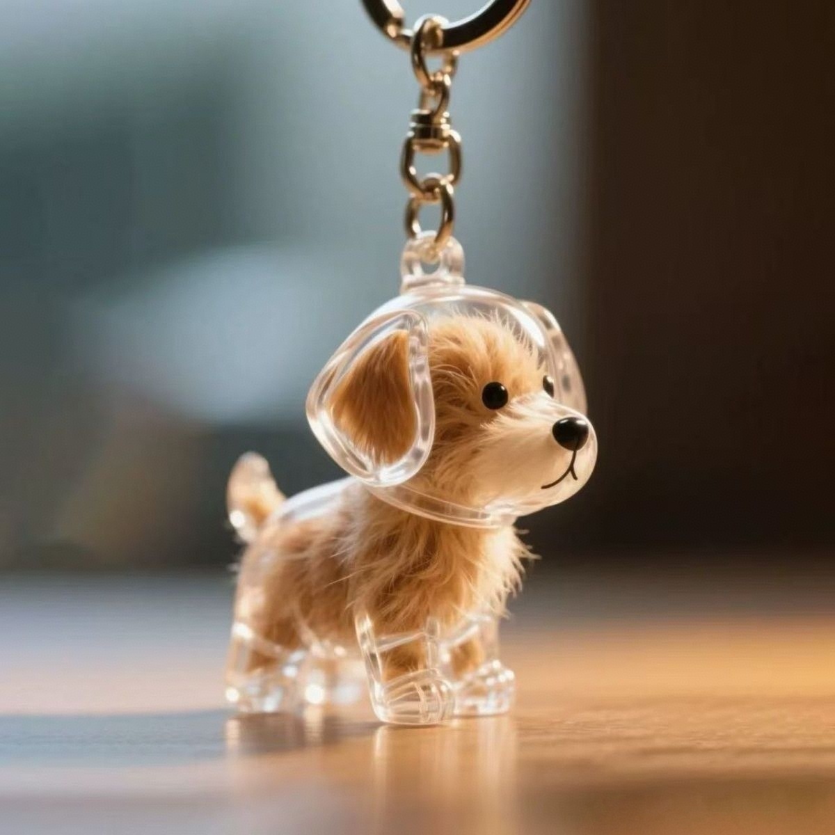 ペットの毛の記念品キーホルダー 透明犬毛メモリーカプセルチャーム ペット愛好家向け