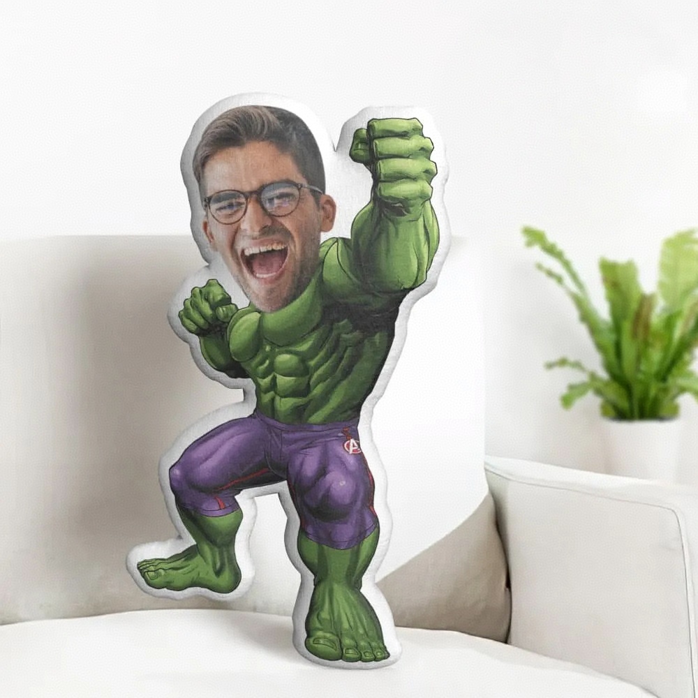 カスタムフェイスピロー パーソナライズされた写真ピロー Hulk ミニ 抱き枕 彼へのギフト