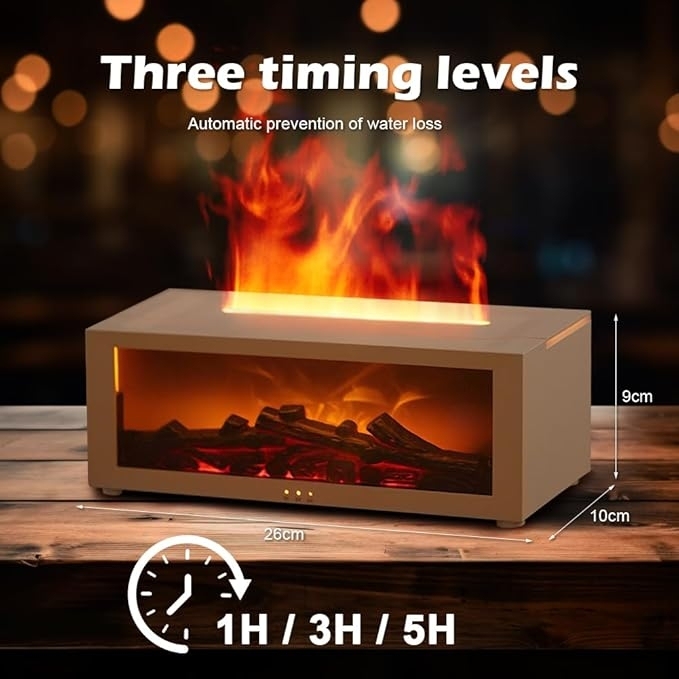 空気加湿器 エッセンシャルオイルディフューザー 炎アロマ加湿器 ホームルームフレグランスディフューザー ナイトライト付き アロマセラピーディフューザー - 