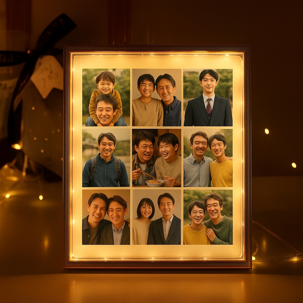 父の日のプレゼントカスタム Diy ナイトライトカップルフォトフレーム友人誕生日ギフトミラーライト鏡ライト 写真が映る鏡 オーダーメイド鏡