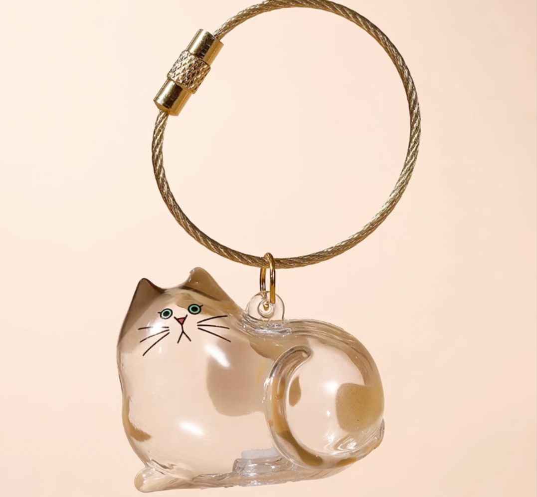 透明な猫の毛の記念品キーホルダーメモリアル収納ボックスペットの毛のための猫愛好家への感傷的な贈り物