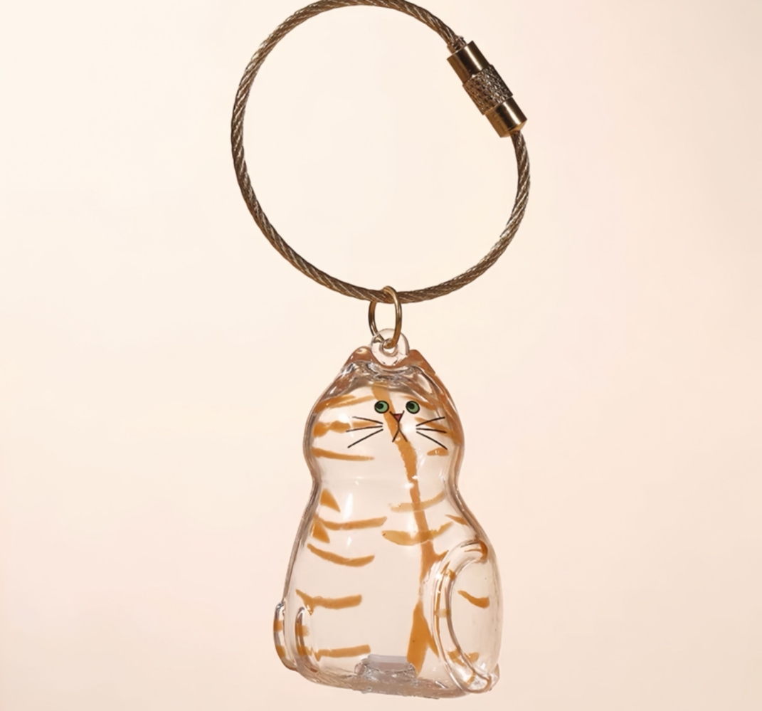 透明な猫の毛の記念品キーホルダーメモリアル収納ボックスペットの毛のための猫愛好家への感傷的な贈り物