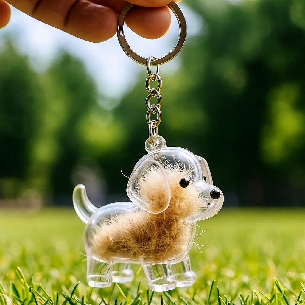 ペットの毛の記念品キーホルダー 透明犬毛メモリーカプセルチャーム ペット愛好家向け