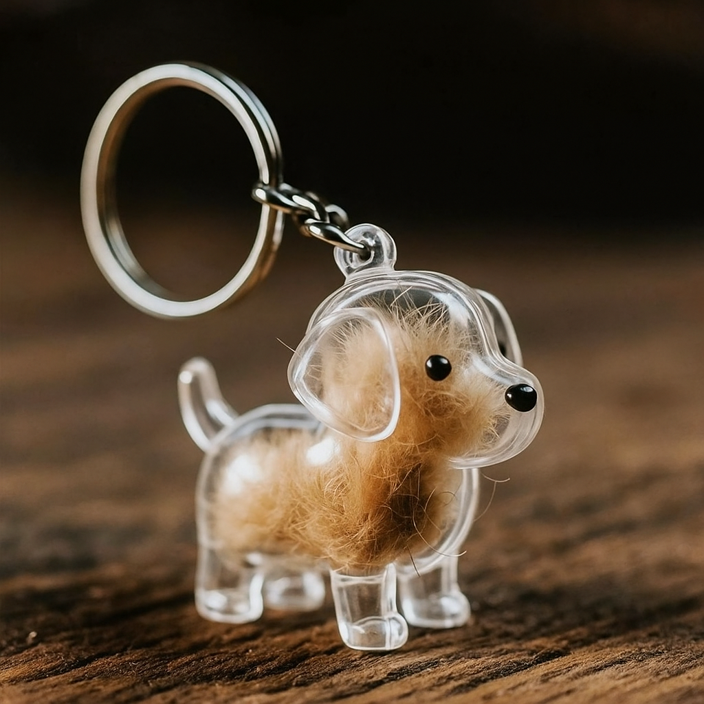 ペットの毛の記念品キーホルダー 透明犬毛メモリーカプセルチャーム ペット愛好家向け
